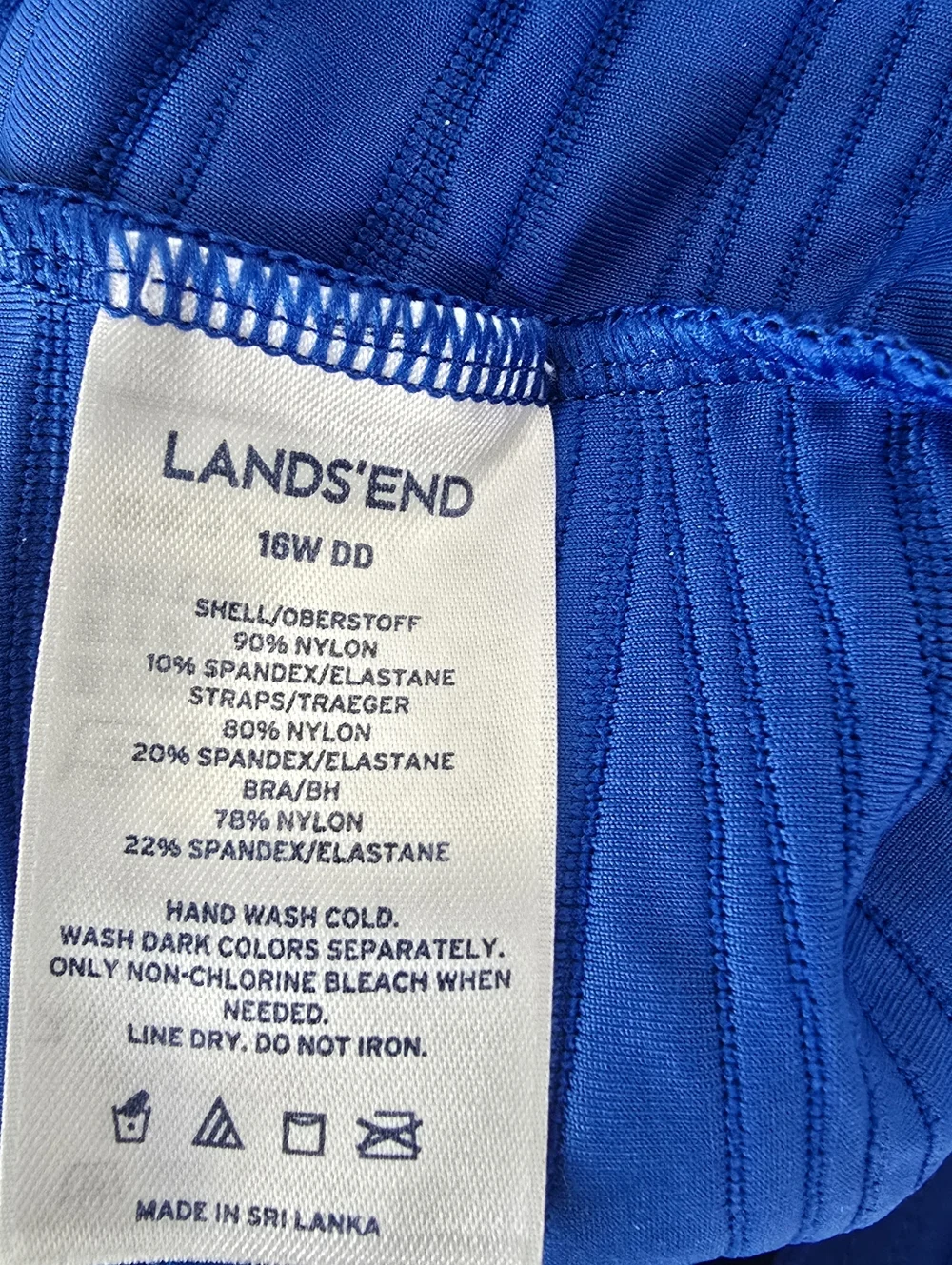 Lands End Textured Square Neck Tankini Skirt Swim Set 16W DD Royal Blue - Picture 12 of 12
